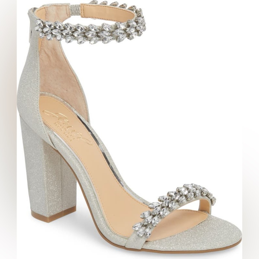 Badgley Mischka Glittering Silver Jewel Heels